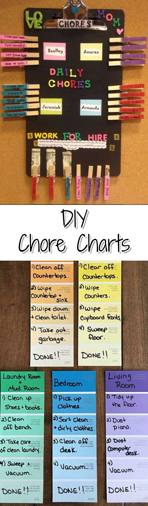 Chore Charts!  Lots of DIY chore chart ideas for your kids