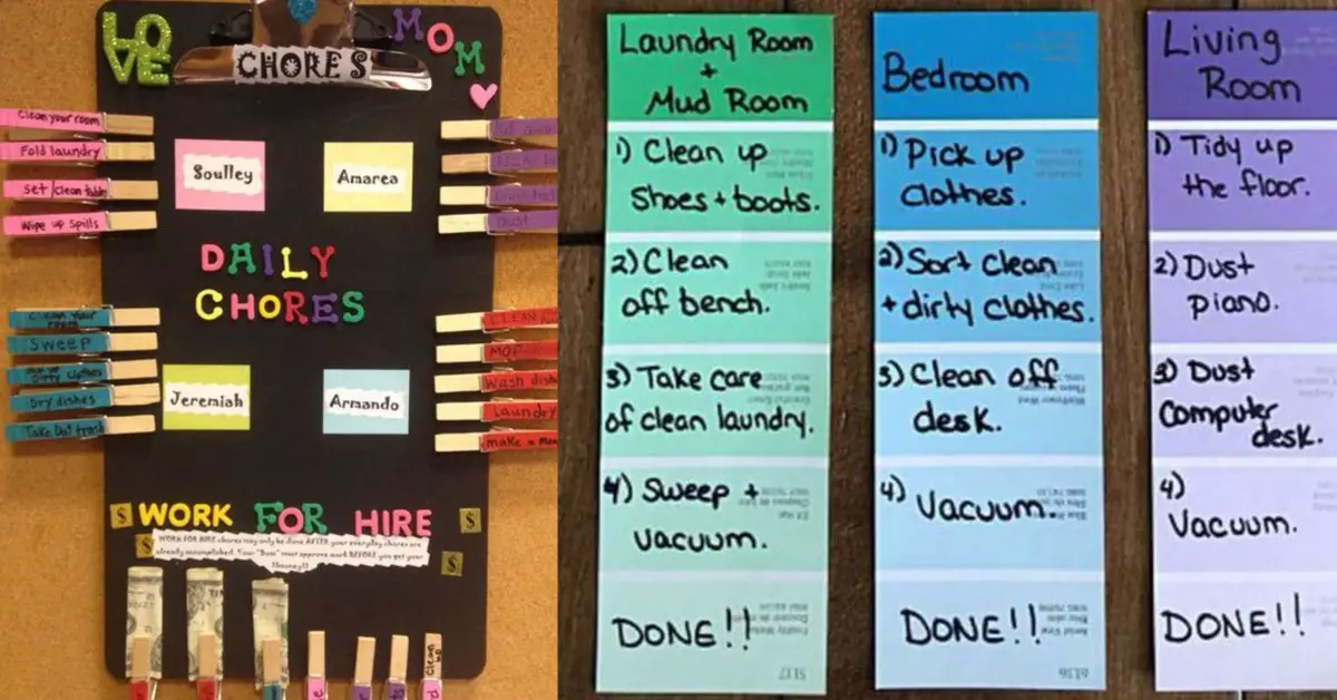 DIY Chore Chart ideas for the kids - Family Chore Chart Ideas and Cleaning Schedules 