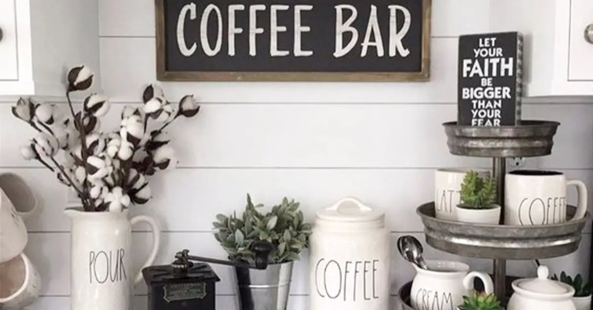 DIY coffee bar ideas with farmhouse style