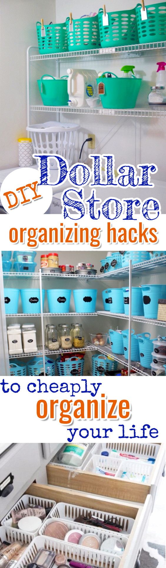 Dollar Store Organizing on a Budget - Cheap organizing ideas from dollar stores