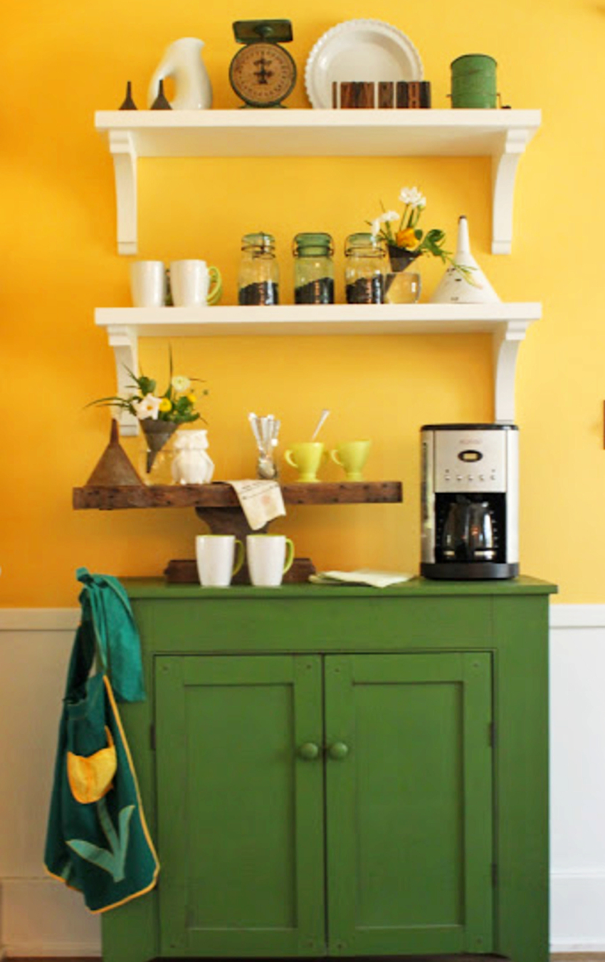 coffee area cabinet in my kitchen - love it! #kitchenideas #diyroomdecor #homedecorideas #diyhomedecor #farmhousedecor