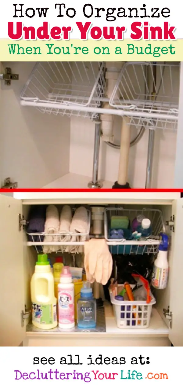 Kitchen Organization ideas, hacks, tips and tricks... on a budget! How to organize under the kitchen sink - cabinset organization ideas on a budget (small kitchens too)