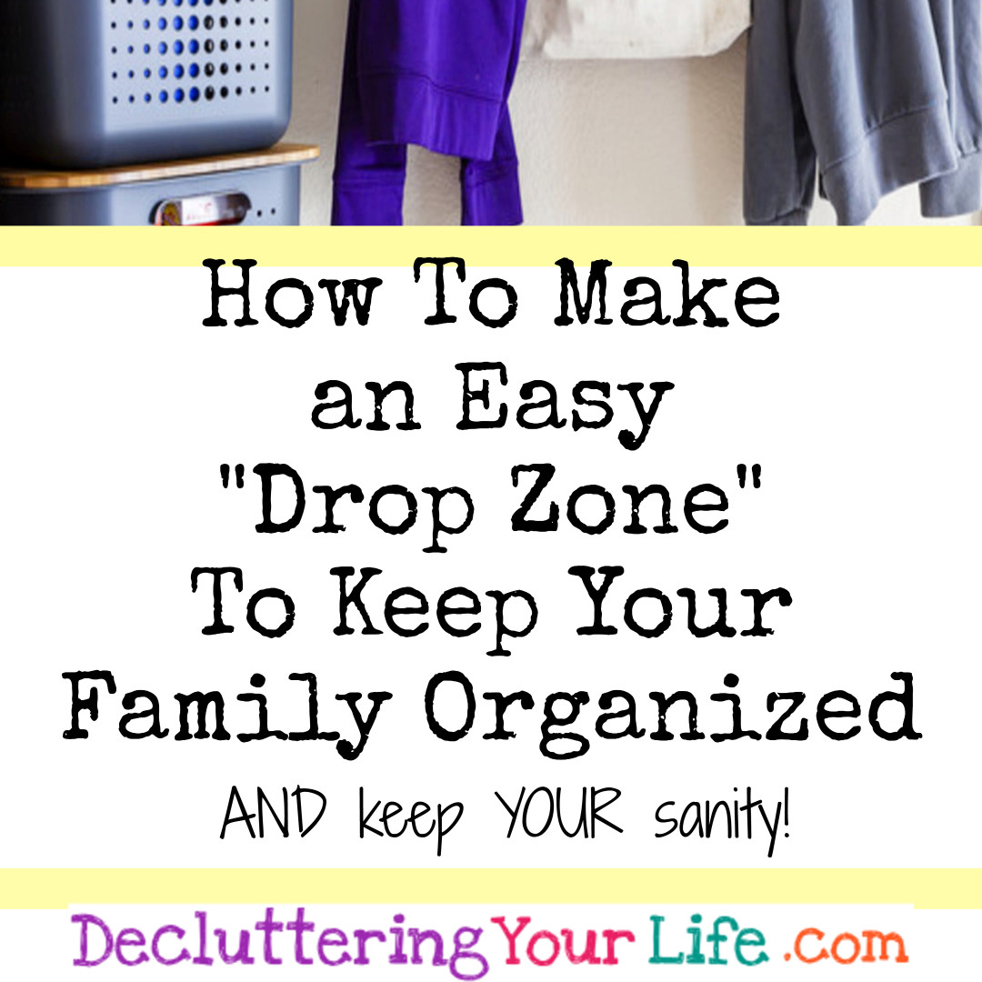 Drop Zone Ideas - Get organized with a simple "drop zone" drop area to organize your family's clutter! #gettingorganized