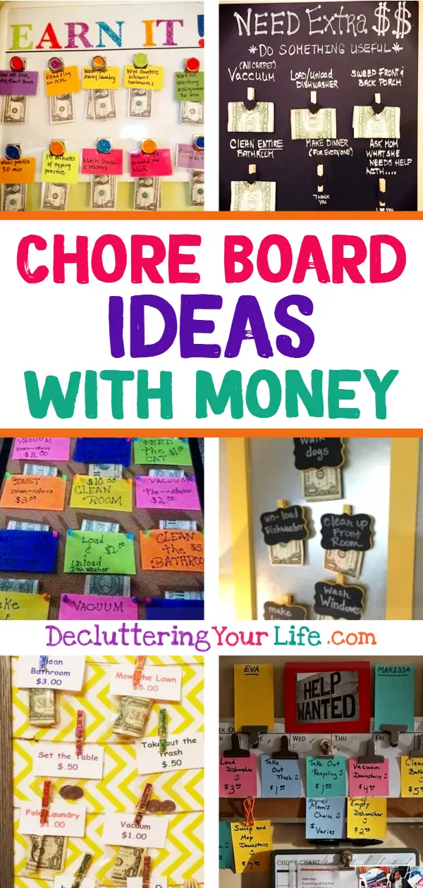 Chore Board Ideas With MONEY - Encourage Your Kids To Do Their Chores With These Easy DIY Chore Boards, Chore Charts, Checklists and more