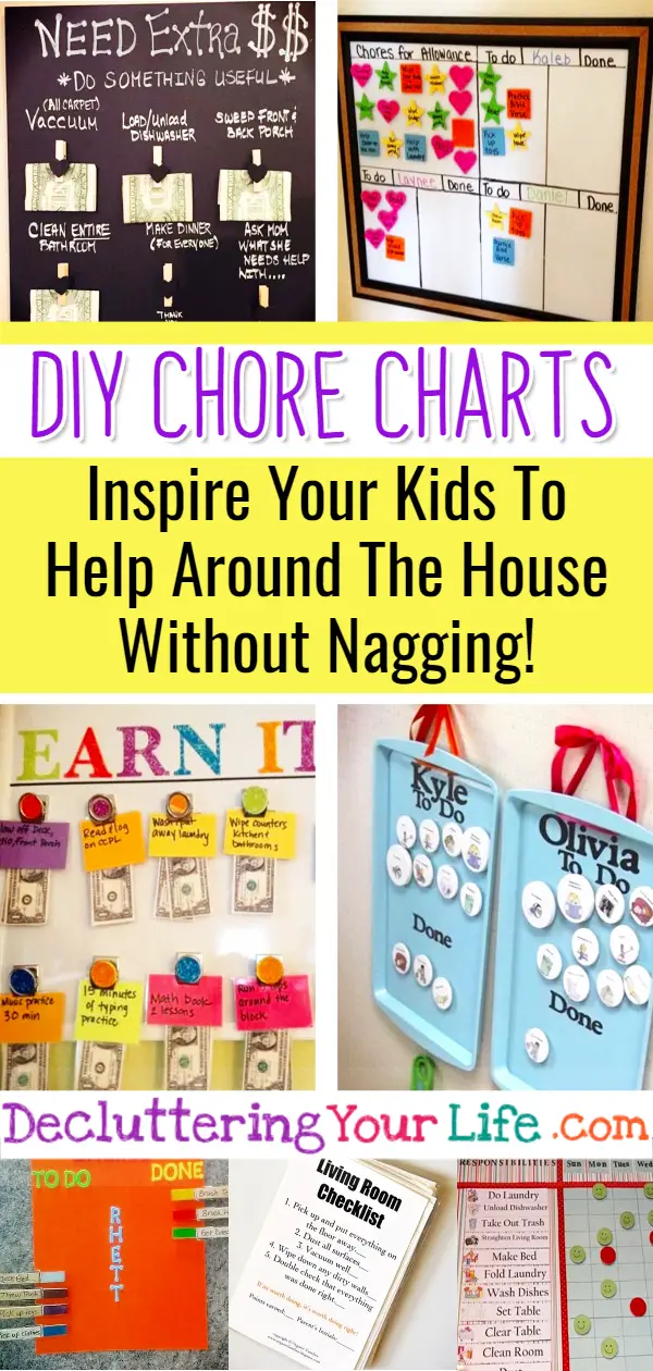 DIY Chore Charts! A Simple Chore Chart is the Secret to being an organized Mom (yep, it's a Mom Hack that WORKS!) - Inspire Your Kids To Help Around The House and Do Their Chores Without Nagging! Easy DIY Chore Charts to Organize Your Life!