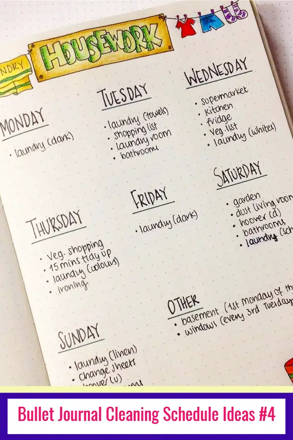 Bullet Journal Cleaning Schedule Ideas and PICTURES - LOVE these bullet journal ideas for keeping track of my cleaning checklists and my hoe maintenance needs to keep my home clean and organized WITHOUT feeling overwhelmed!