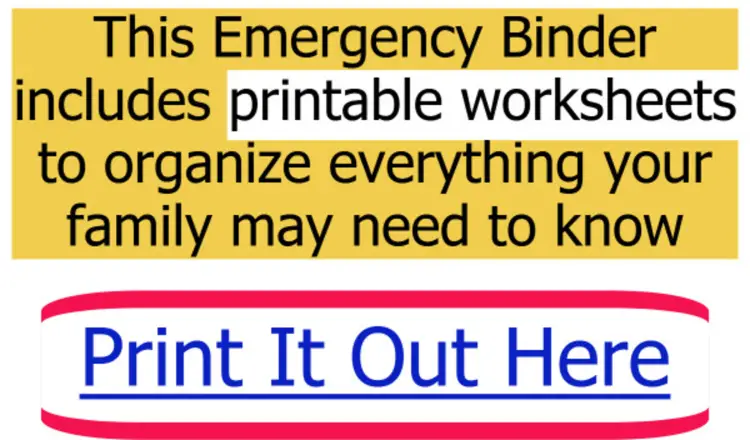 Organize your important documents and information into this emergency binder - download, print and fill it out today