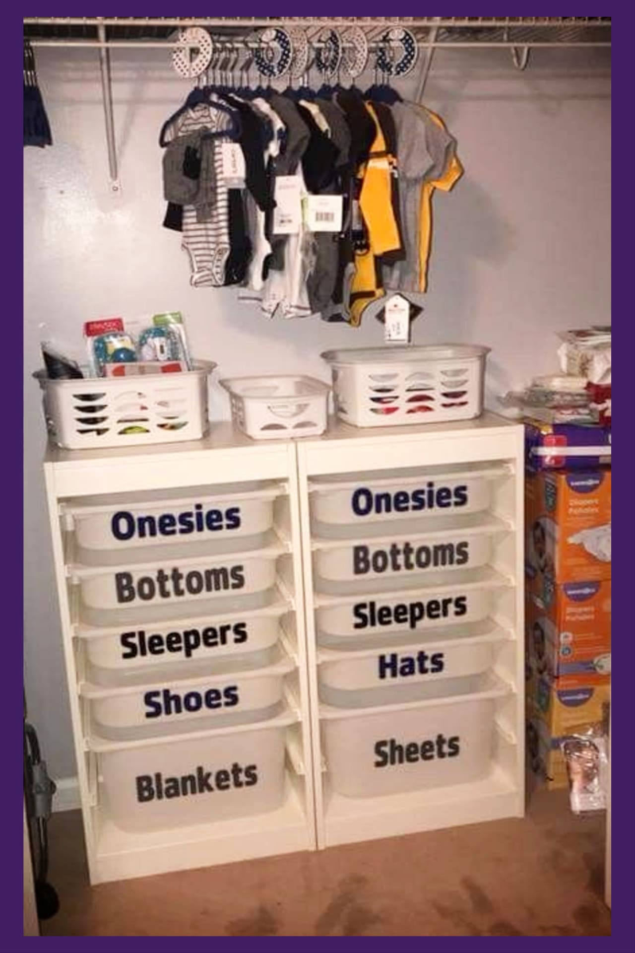 Baby clothes organization ideas for organizing baby clothes in the nursery closet - smart organization ideas for the home