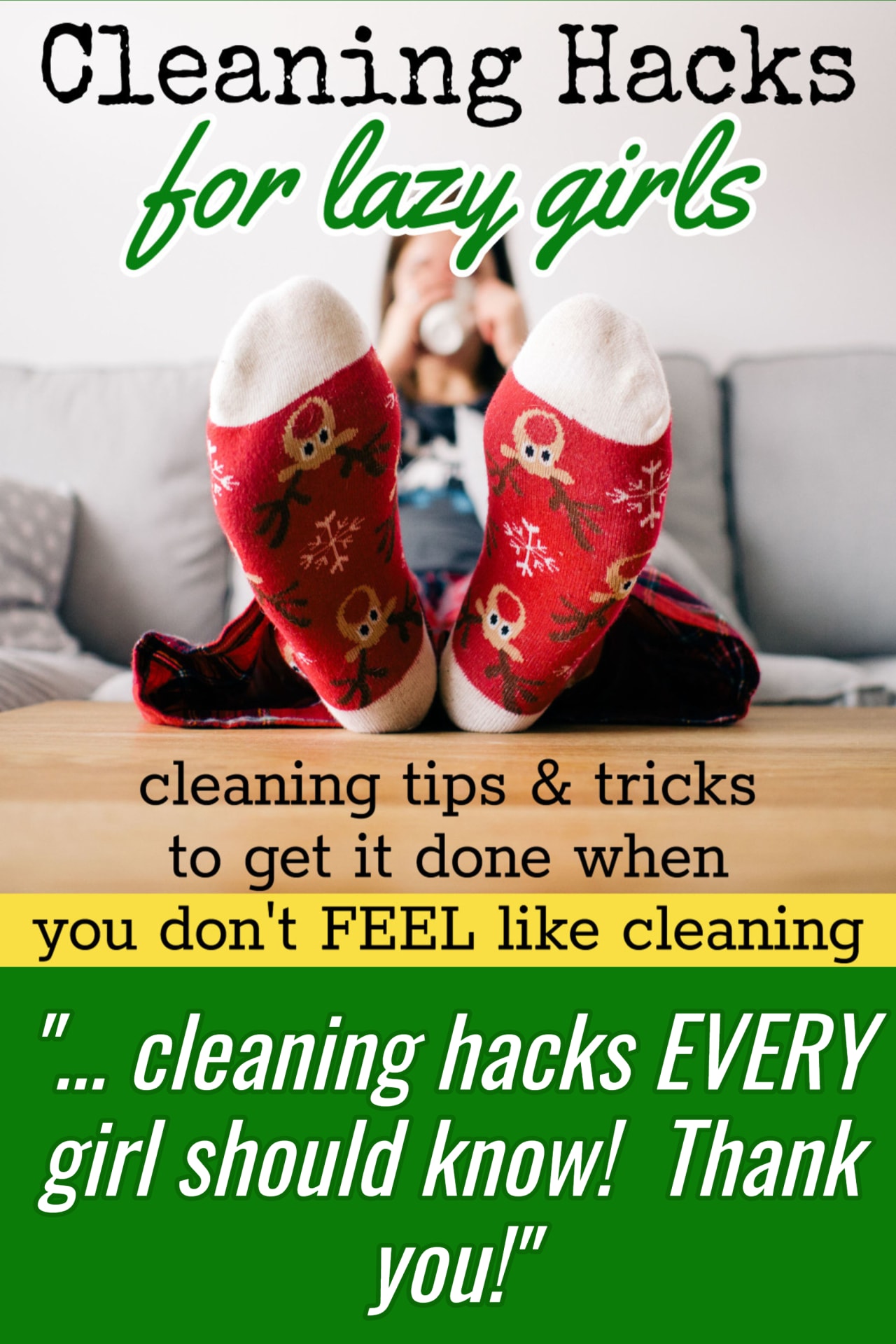 Cleaning Hacks EVERY Girl Should Know!  These cleaning tips, tricks, and home organization HACKS are perfect for lazy girls who can't get motivated to clean.  Overwhelmed by clutter?  Your house is a DISASTER?  Try these cleaning checklists, and cleaning hacks today!