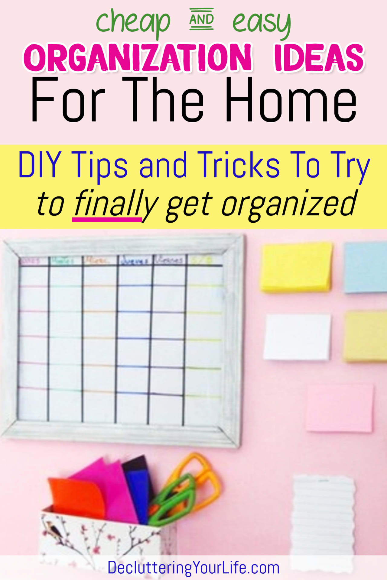 Cheap & Easy Organization Ideas for the Home DIY Tips, Tricks and Organization HACKS to try to finally GET organized and STAY organized (even if you're on a budget).  Trying to organize clutter and have TOO MUCH STUFF - but don't have the budget to BUY storage and organizers?  Try these budget-friendly home organizing DIY projects and cheap Dollar Store organizing hacks - fun, easy and they WORK!