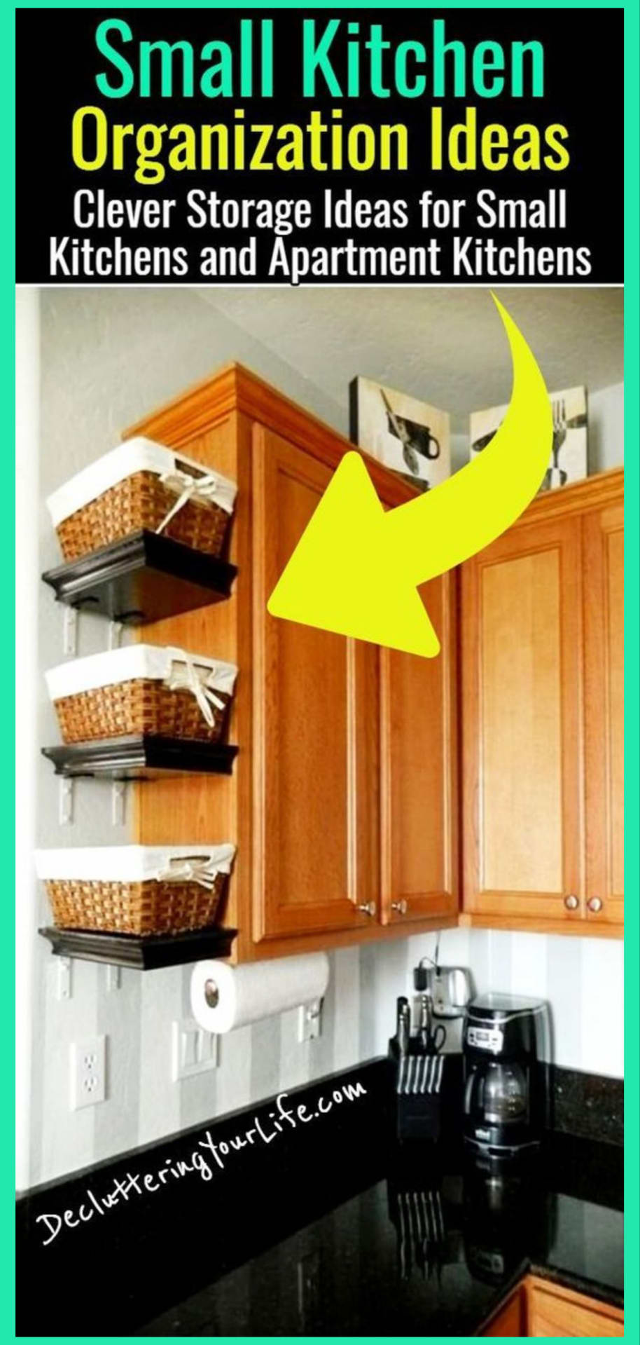 Small kitchen storage ideas for organizing tiny spaces with Dollar Stores organizers and baskets in a small kitchen - Kitchen organization open shelving life changing apartment living organization ideas for the home