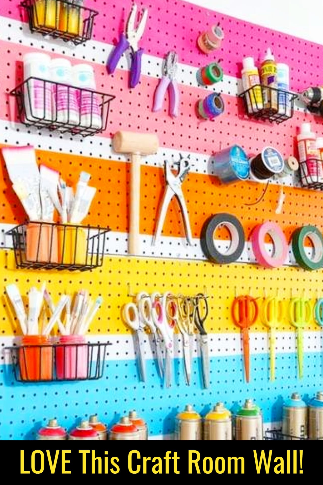 Craft room ideas on a budget - cheap craft room organization ideas - love this craft room wall organizer for organizing my craft supplies!