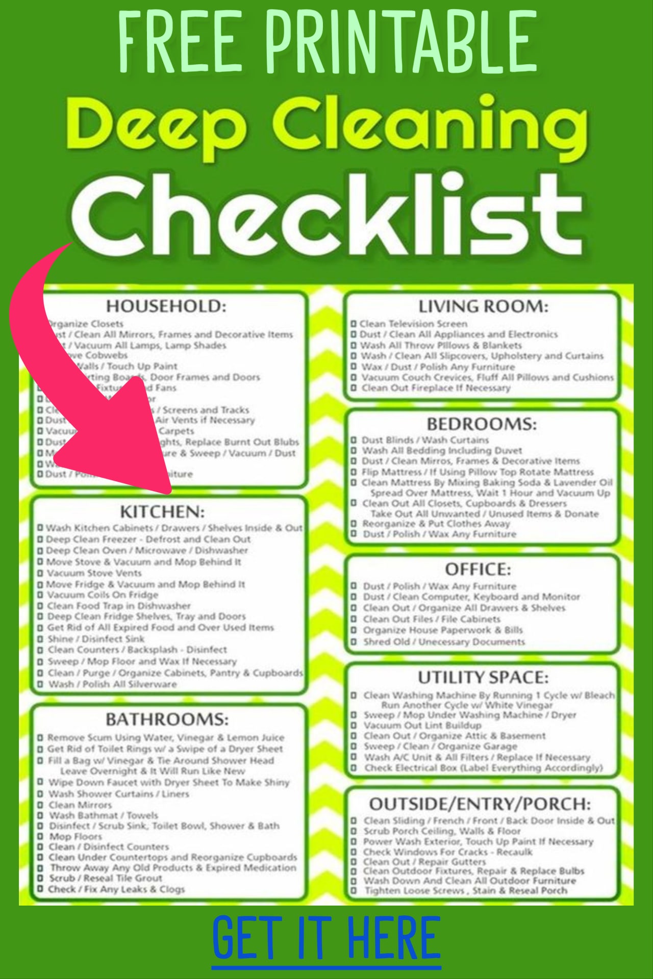 Deep cleaning schedule printable checklist - deep cleaning house checklist free printable - weekly, monthly and daily chores to keep house clean - daily cleaning routines for busy working moms