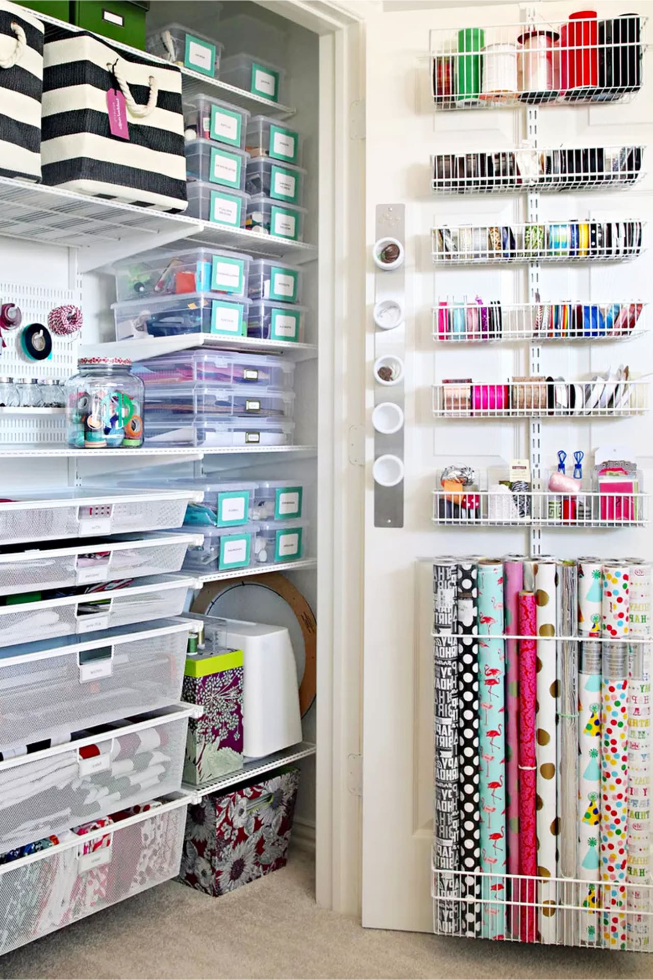Craft room organization ideas on a budget - Dollar Store craft room closet organizing ideas for creative craft supplies sotrage even in small spaces - DIY craft room organization ideas on a budget and more creative craft room ideas