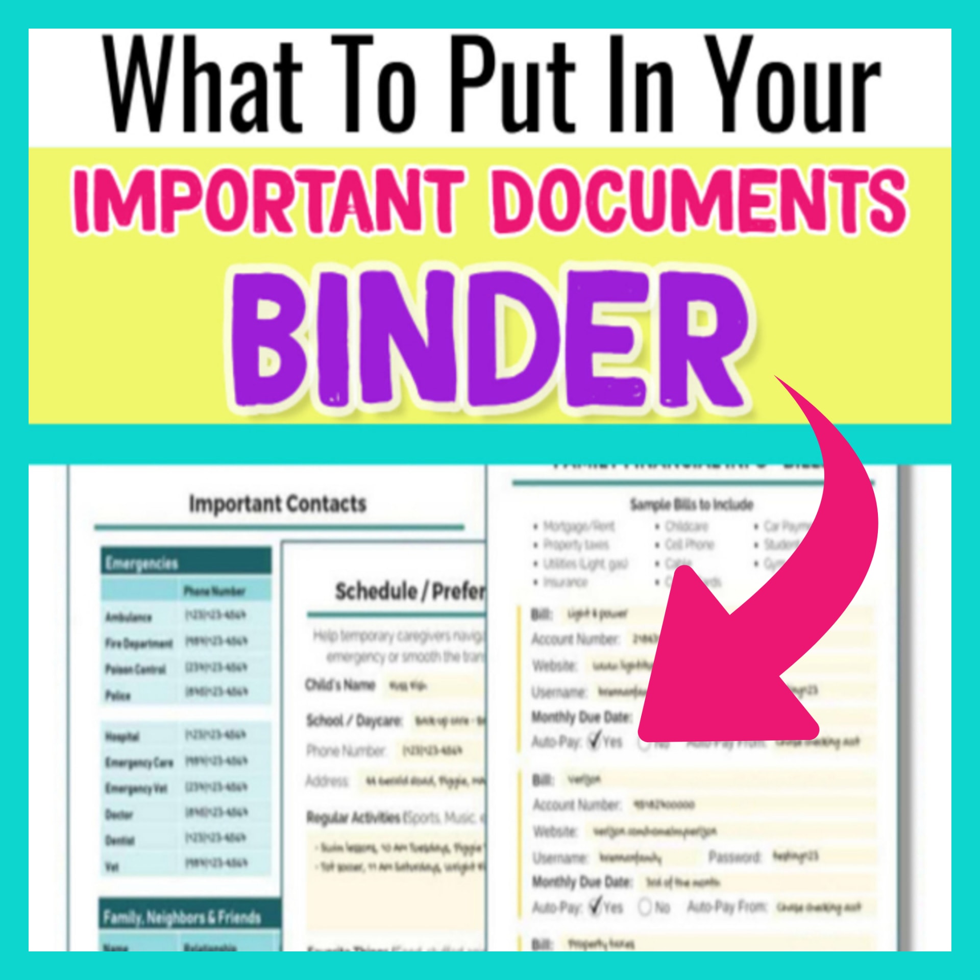 Important Documents Binder Ideas for Organizing a Simple Important Documents Finder and Family Emergency Binder.  Simple File Organization Tips for Emergency Kits and In Case of Emergency Binders for Families