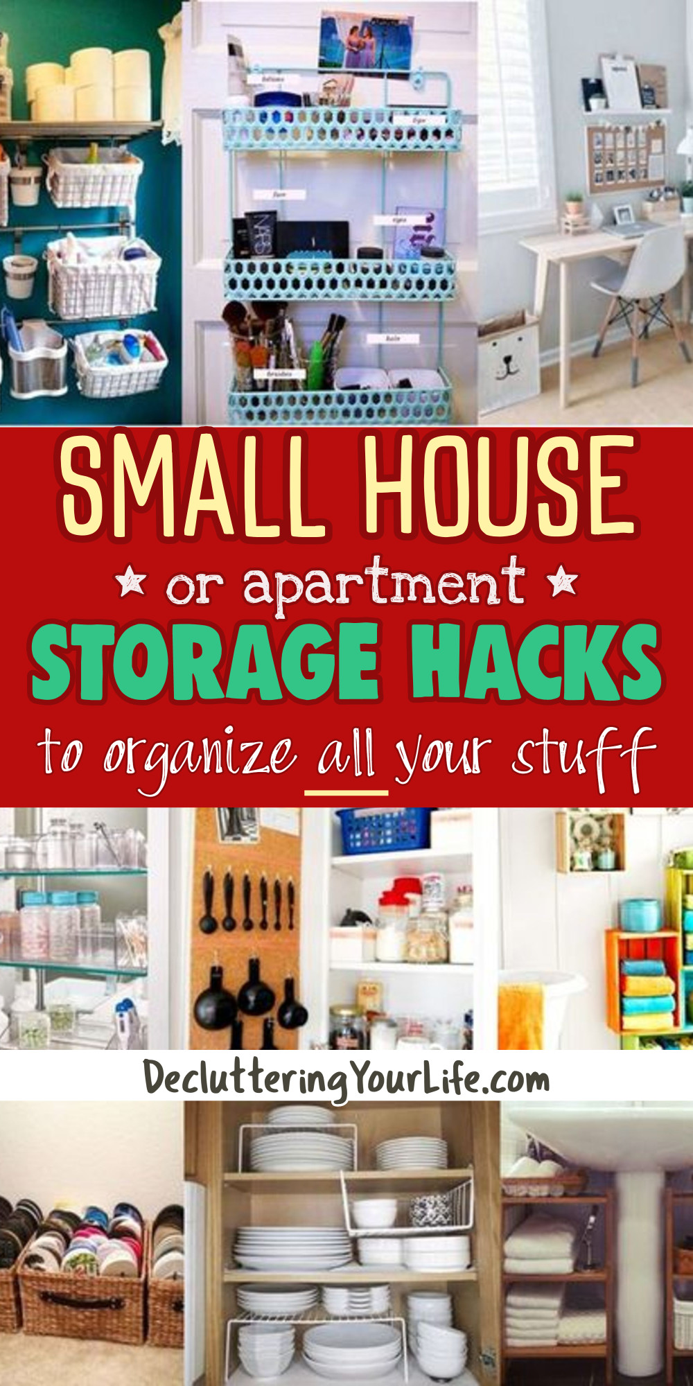 Small House Storage Solutions and Clutter Control Inspiration - Tips from professional organizers: organizing ideas, declutter and organize and decluttering ideas when feeling overwhelmed, how to organize your home, get organized at home, storage and organization ideas for the home, getting organized help, tips and tricks plus home organization hacks from Decluttering Your Life  - Let's Get Organized!