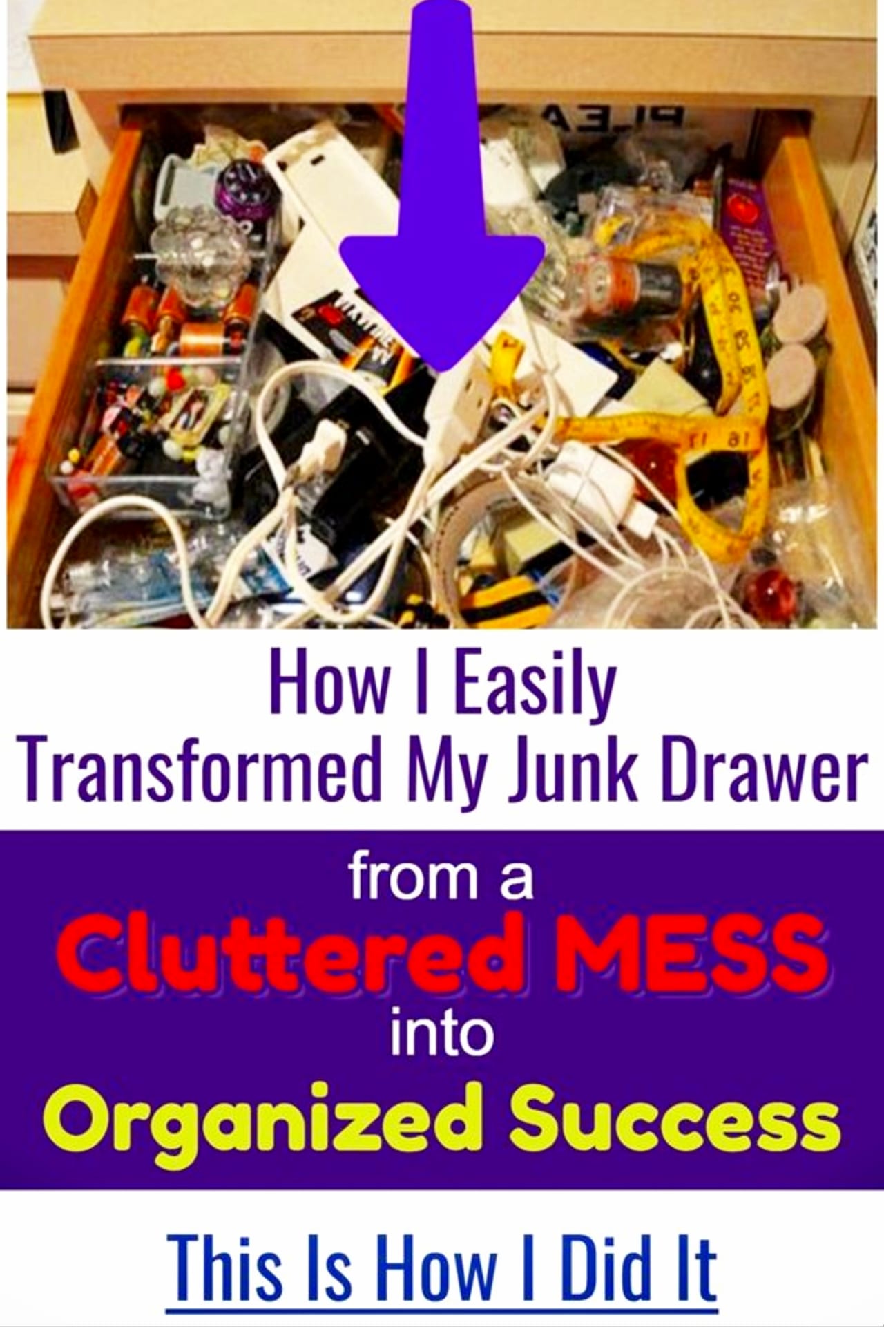 kitchen clutter solutions - declutter kitchen cabinets and drawers and organize your junk drawer on a budget
