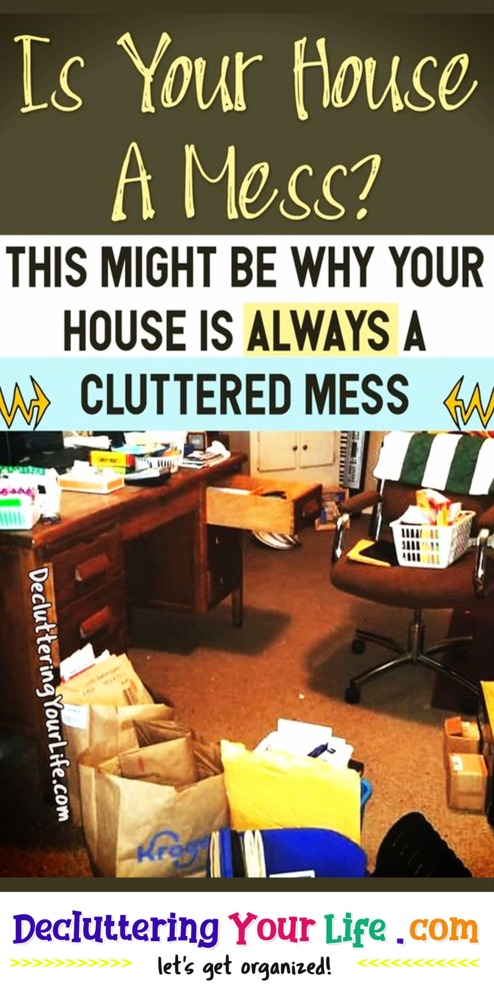 House ALWAYS a MESS? How to control clutter & where to start uncluttering your home - Go from cluttered mess to organized success with my Decluttering Club Declutter Challenge tips & inspiration to UNclutter your home without feeling overwhelmed or making decluttering mistakes