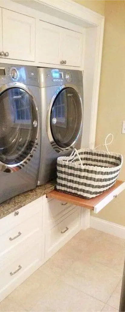I love this idea to get more space to work in a small laundry room.