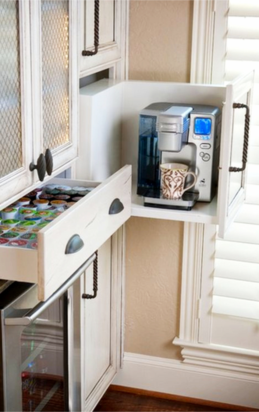 Coffee area idea inside kitchen cabinets