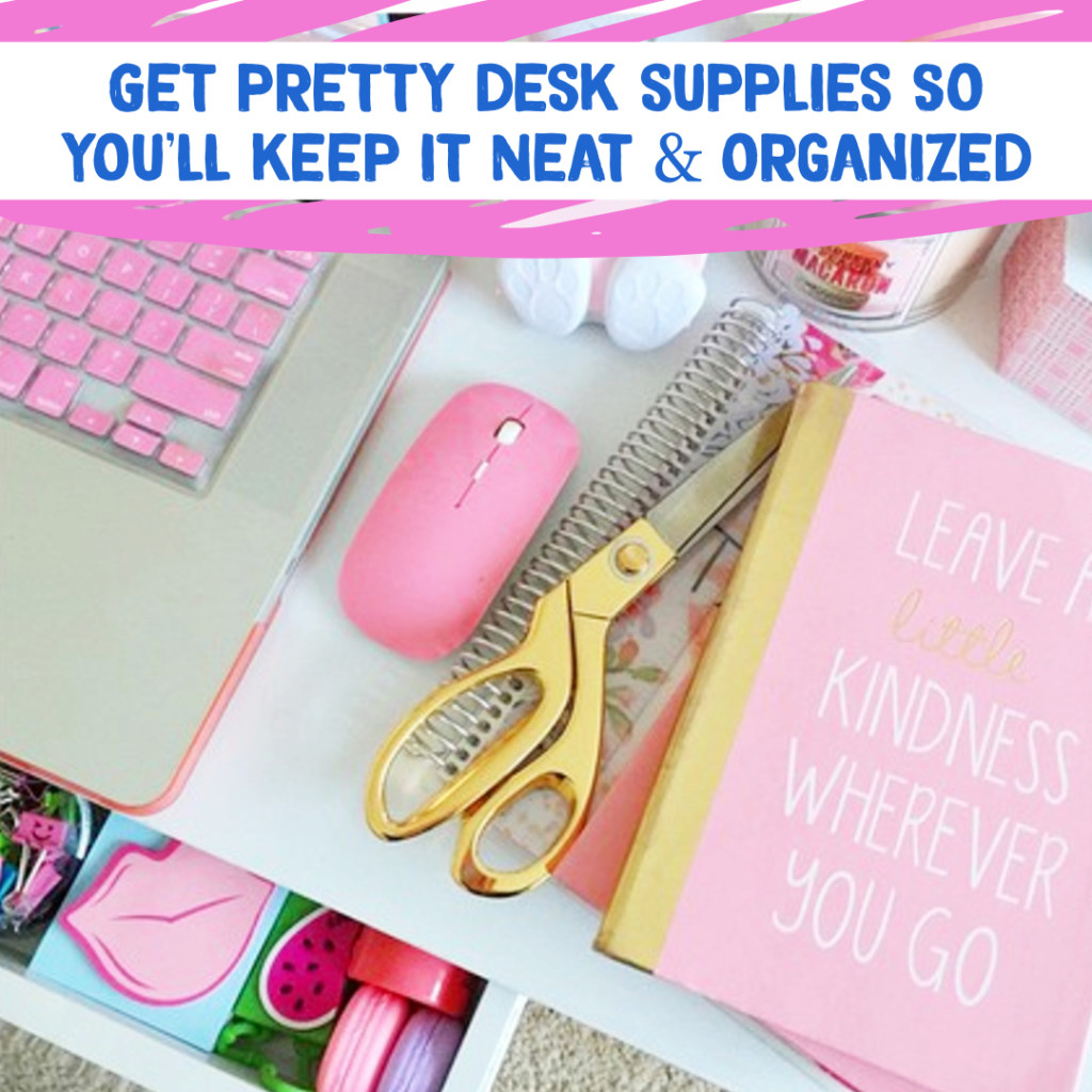 Desk Organization and Home Office Organization ideas - decorate and organize with pretty feminine office supplies to inspire you to stay organized