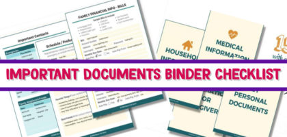 Important Documents Binder Checklist & PDF Printables