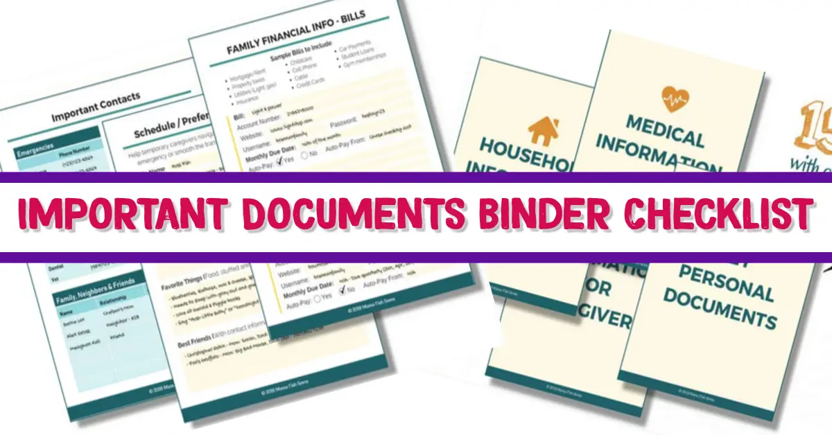 Important Documents Binder Checklist