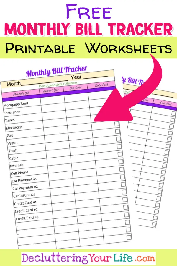 Printable Bill Payment Organizer and bill organizing printables.  Keep track of paying bills with this free printable bill paying organizer.  This spreadsheet to keep track of bills and bill payment checklist pdf is SO helpful and simple!