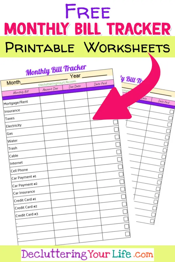 Free Bill Organizer Printables And My Simple Bill Organization System Decluttering Your Life