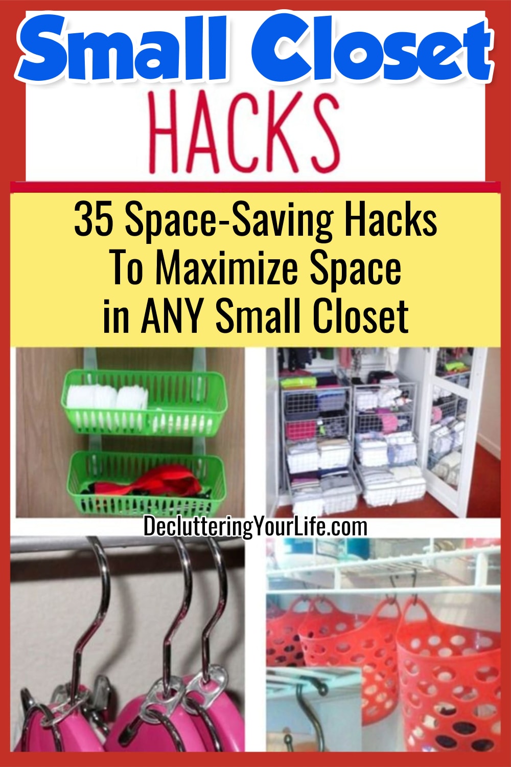 Small Closet Hacks - How To Maximize Space in a Small Closet on a Budget - Perfect for small apartment closets, dorm room closets or ANY small closet