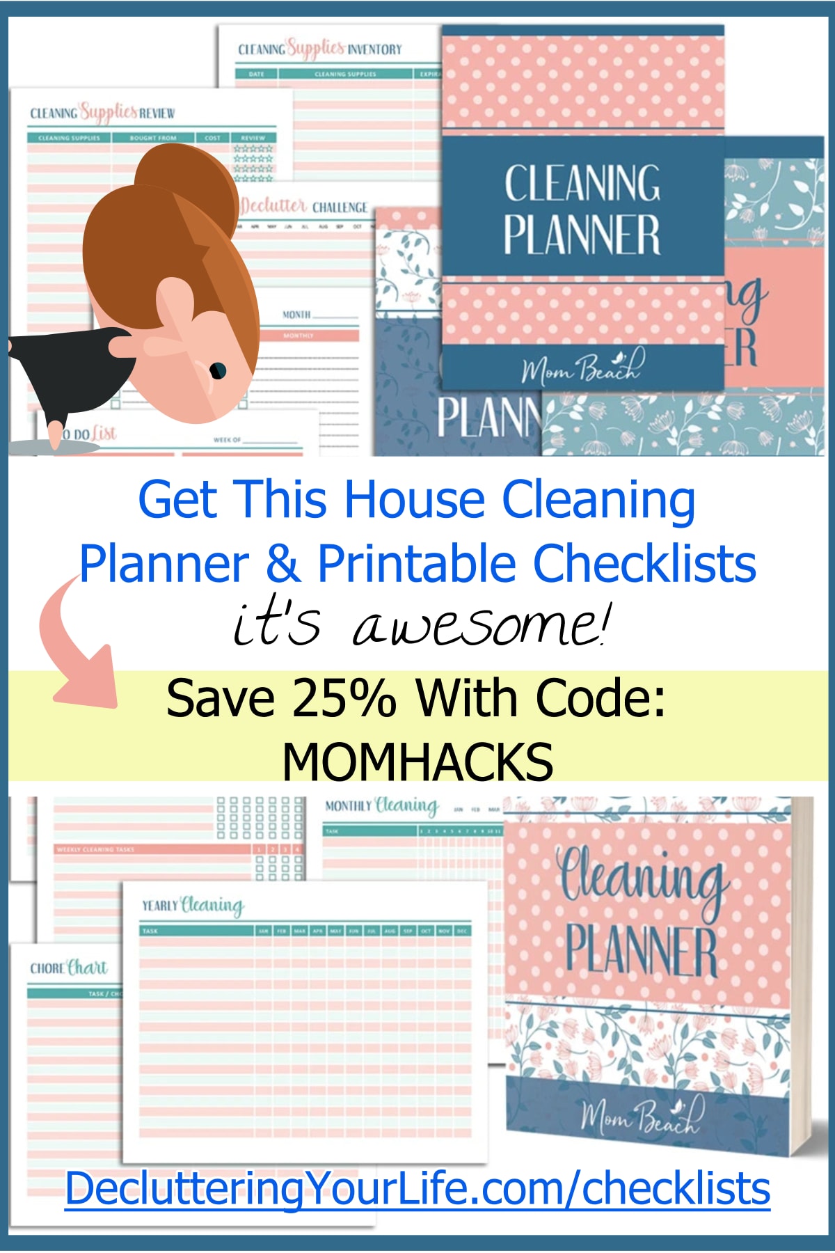 THe BEST house cleaning checklists, cleaning schedules and housekeeping printables. This cleaning planner will help you keep your house clean WITHOUT feeling overwhelmed.