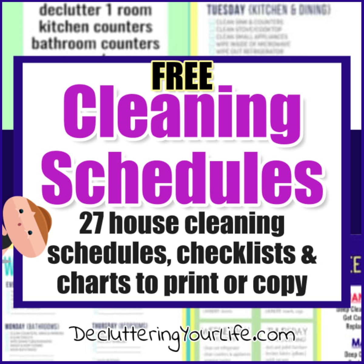 Daily Weekly Monthly Cleaning Schedule, Checklist, PDF templates and house cleaning charts - free printables