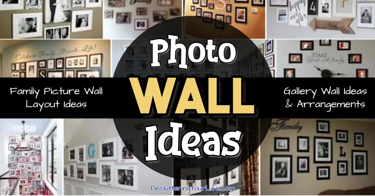 Photo Wall Ideas - Family Photo Wall Ideas, Gallery Wall Ideas and Photo Accent Wall Layouts and Arrangements for a creative photo wall collage in your bedroom, living room or any wall in your home
