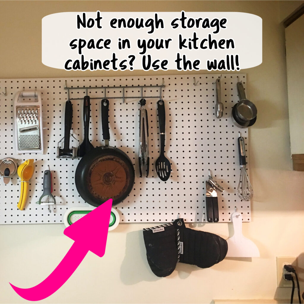 small apartment organization ideas - tiny rental apartment wall storage idea in kitchen